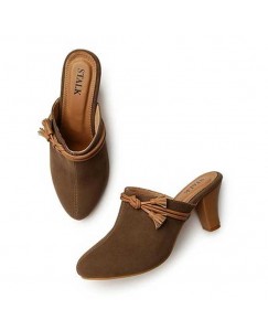Peanut Brown heels Slip made of Suede for Girls and Women